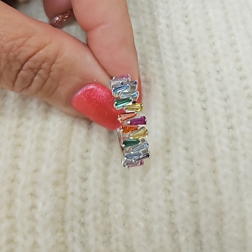 Vibrant Silver Ring with Multicolor Gemstones